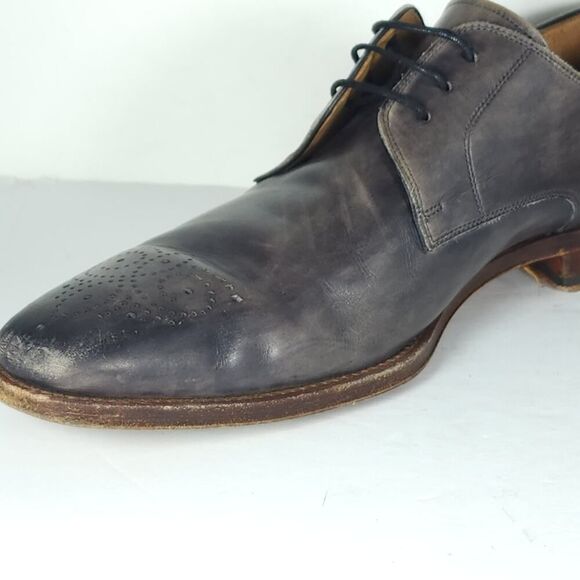 Magnanni Men\'s Gerard US9M Gray Leather Medallion Toe Oxfords Derby Shoes